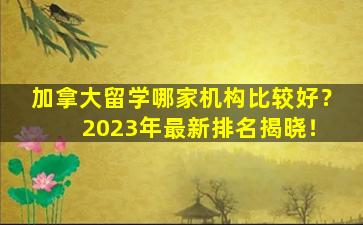 加拿大留学哪家机构比较好？ 2023年最新排名揭晓！